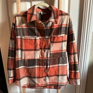 Haute Monde Red and Brown Plaid Utility Jacket